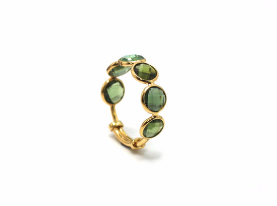 Green Tourmaline Ring Band in 18k Yellow Gold