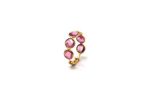 Pink Tourmaline Ring Band in 18k Yellow Gold