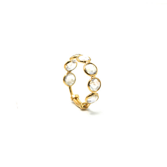 Rainbow Moonstone Gemstone Ring Band in 18k Yellow Gold