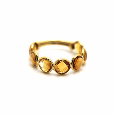 Citrine Round Stackable Ring Band with Adjustable Shank in 18k Yellow Gold