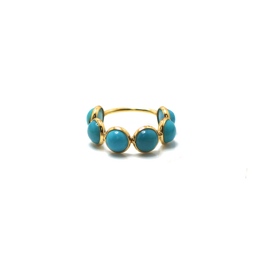 Turquoise Stackable Ring Band with in 18k Yellow Gold