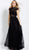 Jovani - M54822 Illusion High Neck Lace A-Line Gown In Black