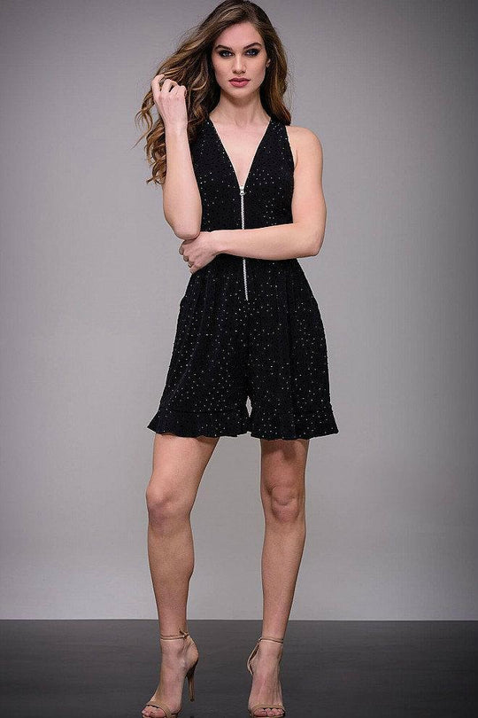 Embellished V-Neck with Racerback Romper M549