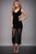 Black V-neck Lace Tea Length Dress M550