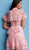 Jovani - M61446 Floral Applique Layered A-line Cocktail Dress in Pink