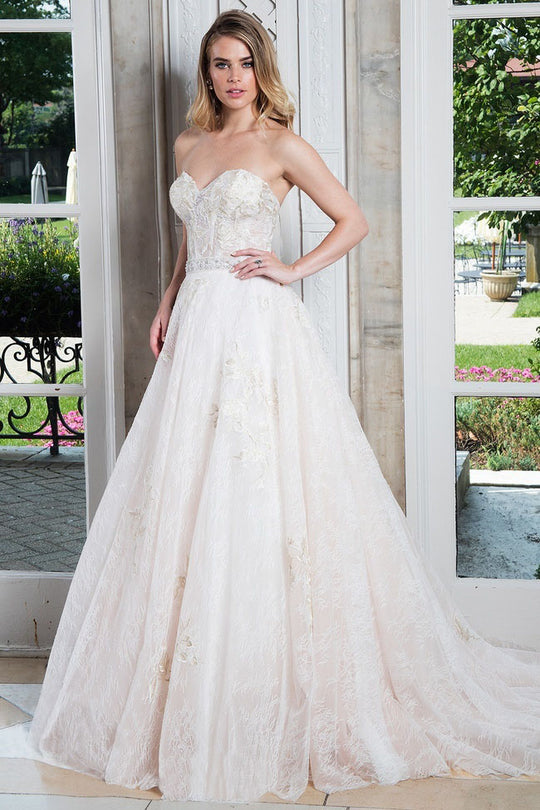 Rachel Allan Bridal - Lace Embellished Ballgown With Jacket M618 in White and Pink