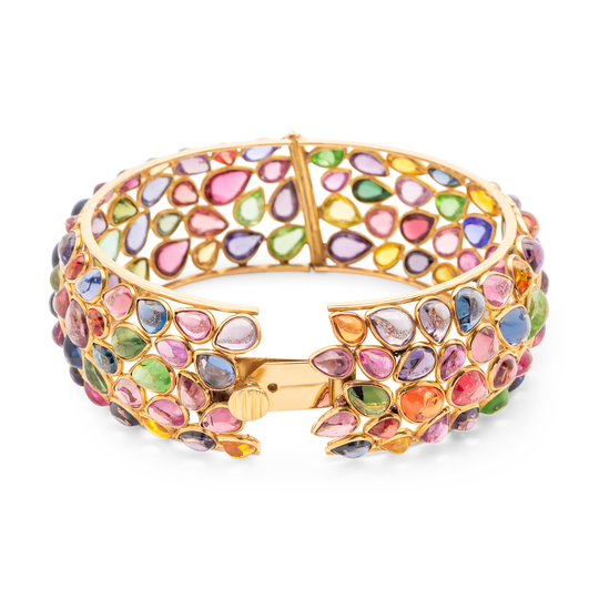 Tresor Collection - Multi-Color Stones Bangle In 18K Yellow Gold