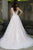 Rachel Allan Bridal - Floral Appliqued Plunging Tulle Ballgown M636 in White and Pink