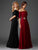Clarisse - M6404 Quarter Sleeve Off-Shoulder Gown in Black and Red