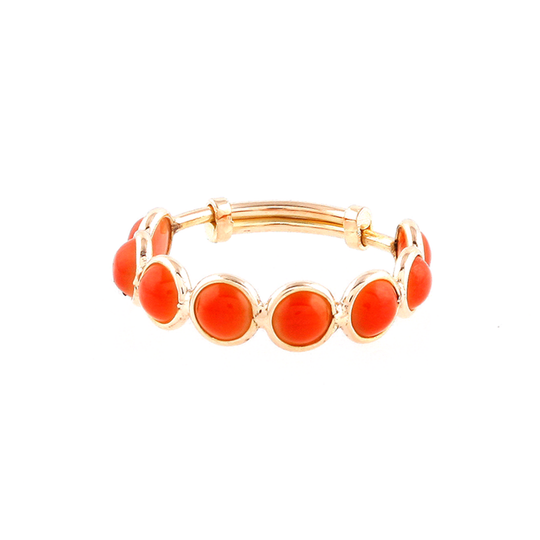 Tresor Collection - Coral Stackable Ring with adjustable shank in 18k Yellow Gold