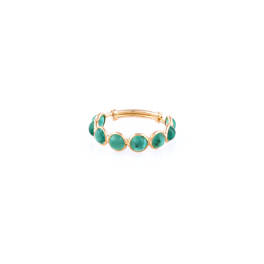 Emerald Stackable Ring with Adjustable Ring Shank in 18K YG