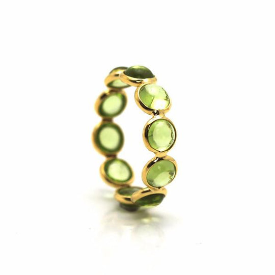 Peridot Round Stackable Ring Bands In 18k Yellow Gold