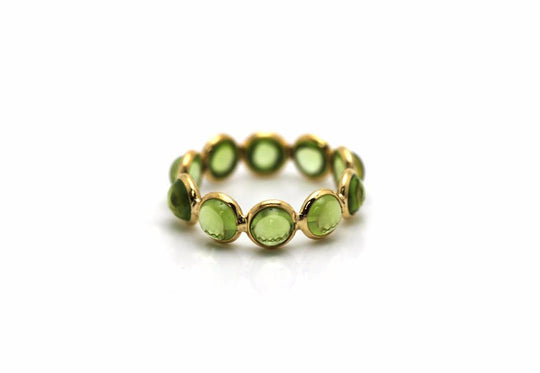 Peridot Round Stackable Ring Bands In 18k Yellow Gold