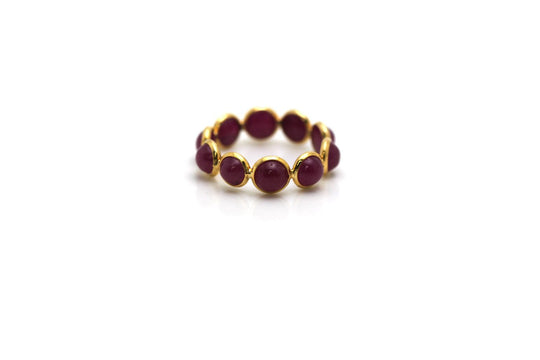 Ruby Round Stackable Ring Bands In 18k Yellow Gold