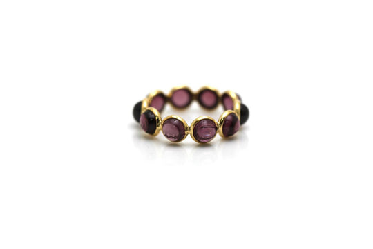 Rhodolite Round Stackable Ring Bands In 18k Yellow Gold