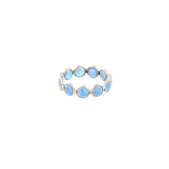 Aquamarine Smooth Rd.Ring in 18k YG