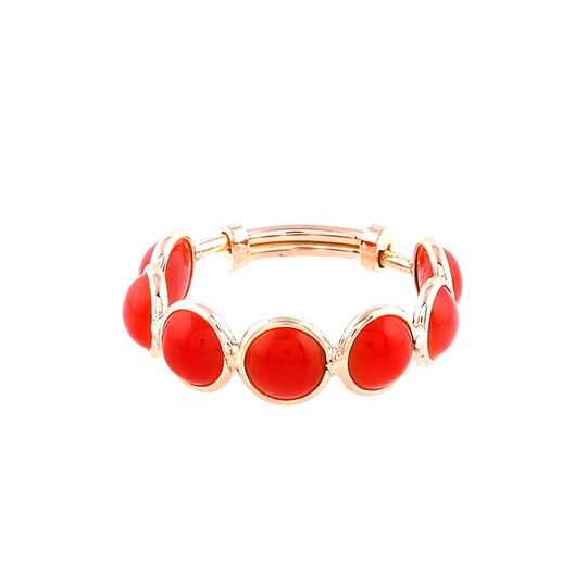 Tresor Collection - Gemstone Stackable Ring with adjustable shank in 18k Yellow Gold Orange