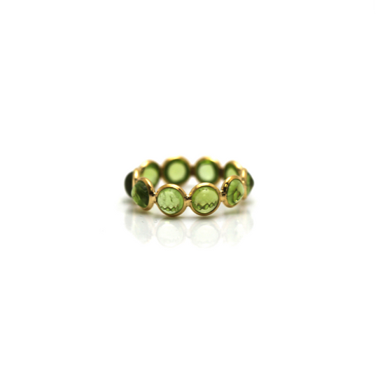 Peridot Round Stackable Ring Bands In 18k Yellow Gold