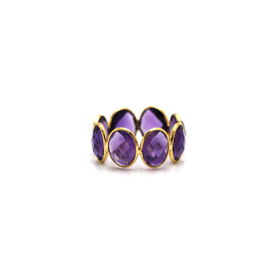 Amethyst Oval Stackable Ring Bands In 18k Yellow Gold