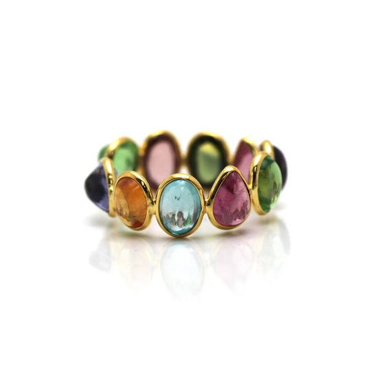 Tresor Collection - Multi-Color Tourmaline Stackable Ring Band in 18K Yellow Gold