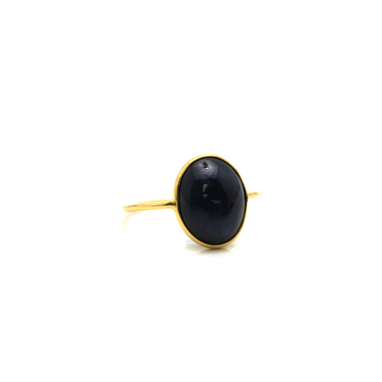 Blue Sapphire Ring Oval in 18K Yellow Gold