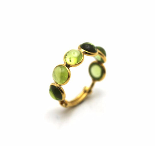 Peridot Smooth Round Ring With Adjustable Shank in 18k Yellow Gold