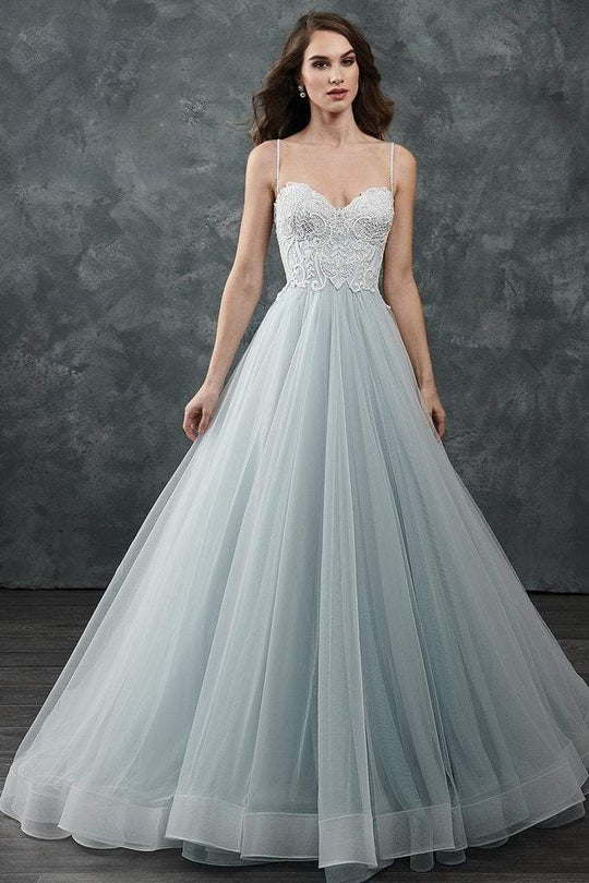 Rachel Allan - M644 Sleeveless Beaded Bodice Tulle Wedding Gown in Ivory/Light Blue