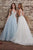 Rachel Allan - M645 Floral Applique V Neck Tulle Wedding Gown in Ice Blue/Multi and Ivory/Multi