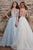 Rachel Allan - M645 Floral Applique V Neck Tulle Wedding Gown in Ice Blue/Multi and Ivory/Multi