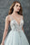 Rachel Allan - M645 Floral Applique V Neck Tulle Wedding Gown in Ice Blue/Multi