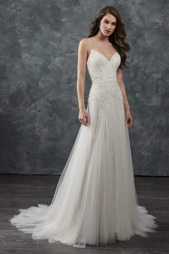 Rachel Allan - M650 Beaded Embellished Trumpet Wedding Gown in Ivory and Champagne