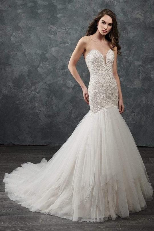 Rachel Allan - M652 Beaded Lace Applique Mermaid Wedding Gown in Ivory/Sand