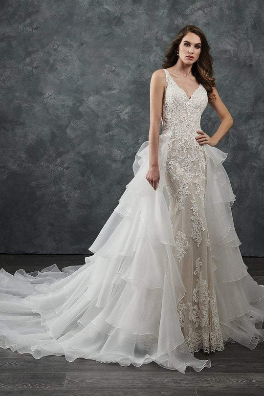 Rachel Allan - M654 Mermaid Wedding Gown with Detachable Train in Ivory and Champagne 
