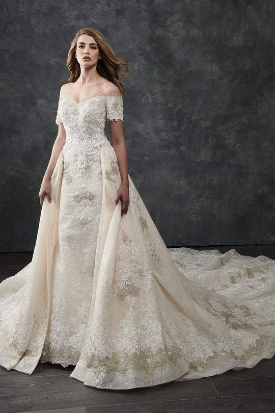 Rachel Allan - M669 Mermaid Bridal Gown with Detachable Train in Pink and White