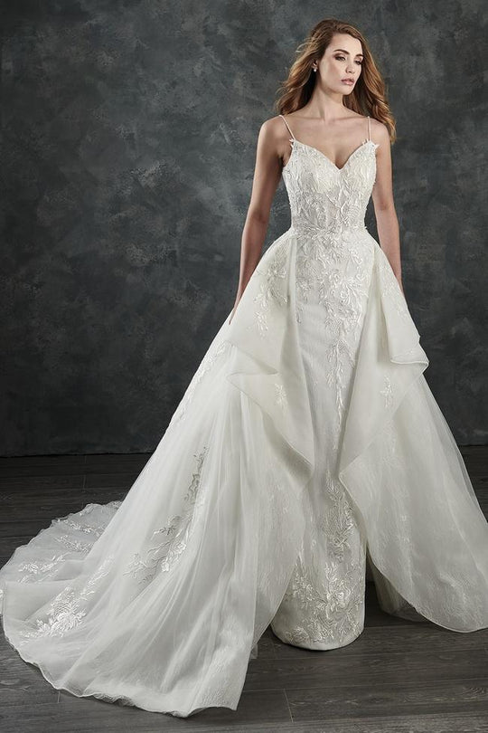 Rachel Allan - M675 Lace Wedding Dress With Ballgown Overskirt in White