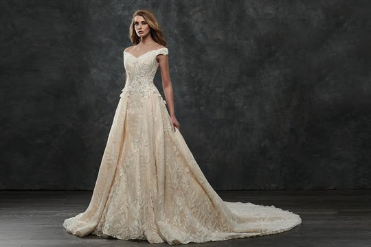 Rachel Allan - M678 Mermaid Bridal Gown with Overskirt in White and Neutral