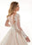 Lo'Adoro by Rachel Allan - M722 Floral Lace Applique Sheer Bridal Gown In White and Pink