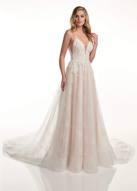 Lo'Adoro by Rachel Allan - M725 Sleeveless Sequin Tulle Wedding Dress In White