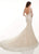 Lo'Adoro by Rachel Allan - M731 Sheer Long Sleeve V Neck Mermaid Gown In White