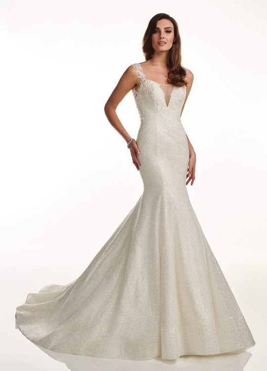 Lo'Adoro by Rachel Allan - M736 Applique Scoop Neck Mermaid Gown In White