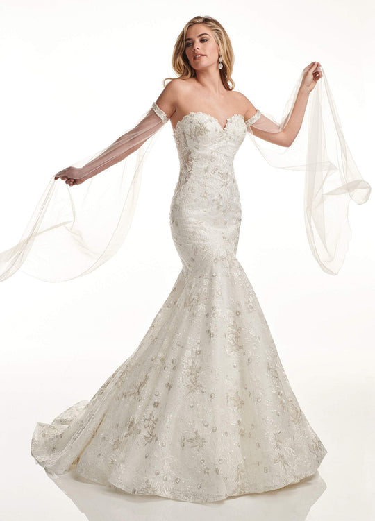 Lo'Adoro by Rachel Allan - M737 Strapless Embroidered Mermaid Gown In White