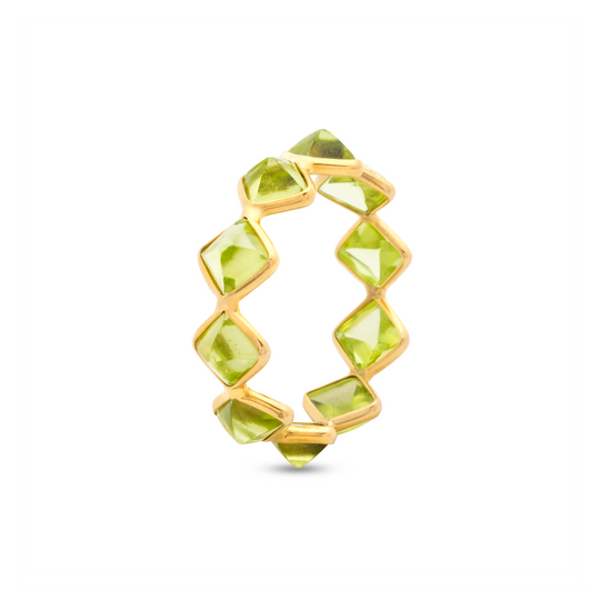 Tresor Collection - Gemstone Eternity Square Ring Band in 18k Yellow Gold Peridot