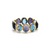 Tresor Collection - Gemstone Faceted Oval Ring Band in 18k Yellow Gold Lolite and Blue Topaz