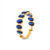 Tresor Collection - Gemstone Faceted Oval Stackable Ring Band in 18k Yellow Gold Pedirot and Blue Topaz