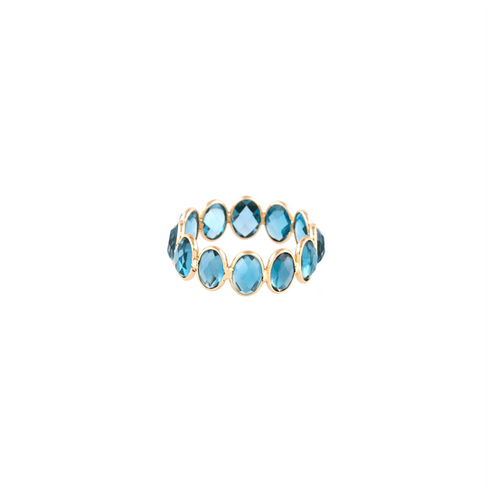 Blue Topaz Fac. Oval Ring in 18k YG