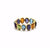 Multicolor Stones Faceted Oval Ring Band in 18k Yellow Gold