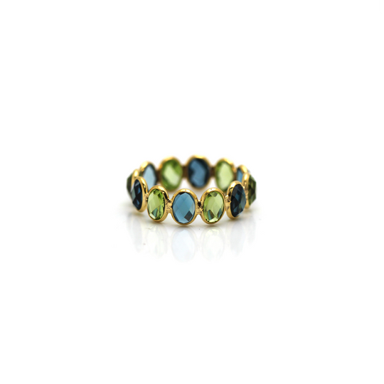 Gemstone Ring Band in 18k Yellow Gold