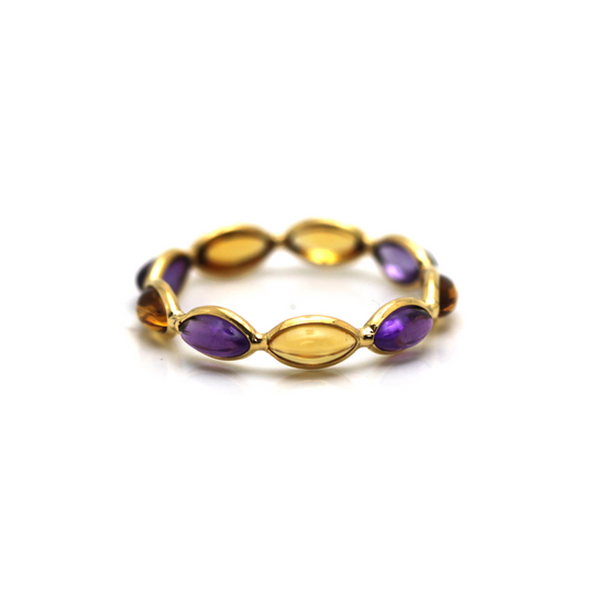 Tresor Collection - Multicolor Stones Marquise Ring Band In 18k Multicolor