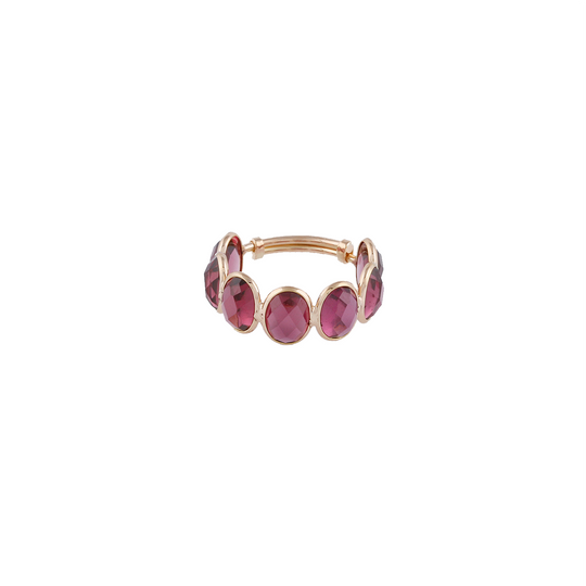 Rhodolite Oval Ring Band in 18k YG