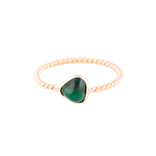 Tresor Collection - Tsavorite Heart Shaped Ring in 18k Yellow Gold